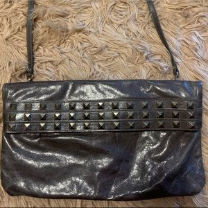 Studded Leather Clutch- Removable Crossbody Strap